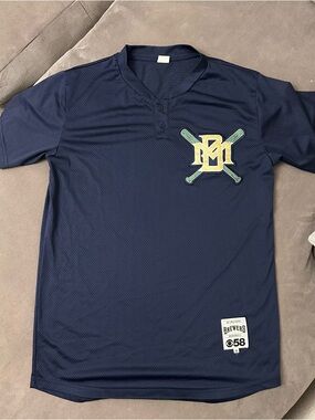 Milwaukee Brewers Mesh Jersey Adult M Blue MLB Baseball CBS News 58 Promo SGA
